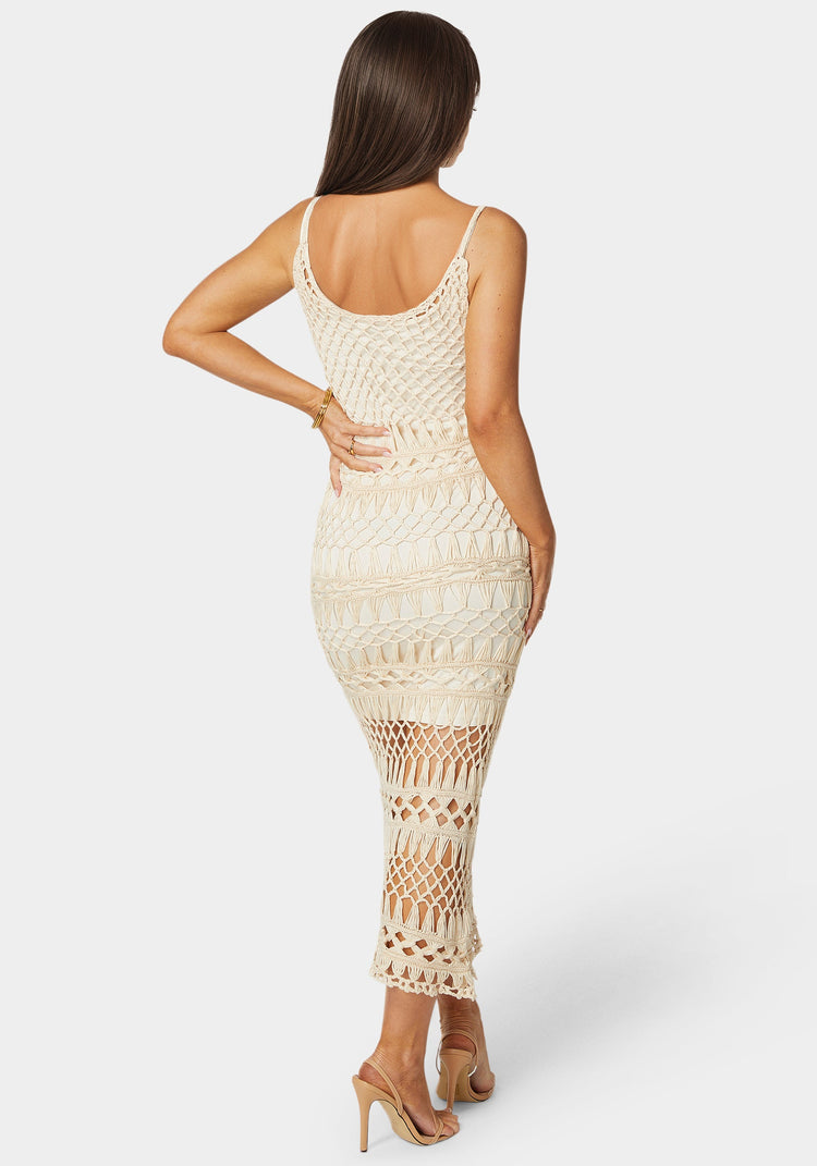 Bebe Openwork Crochet Maxi Dress