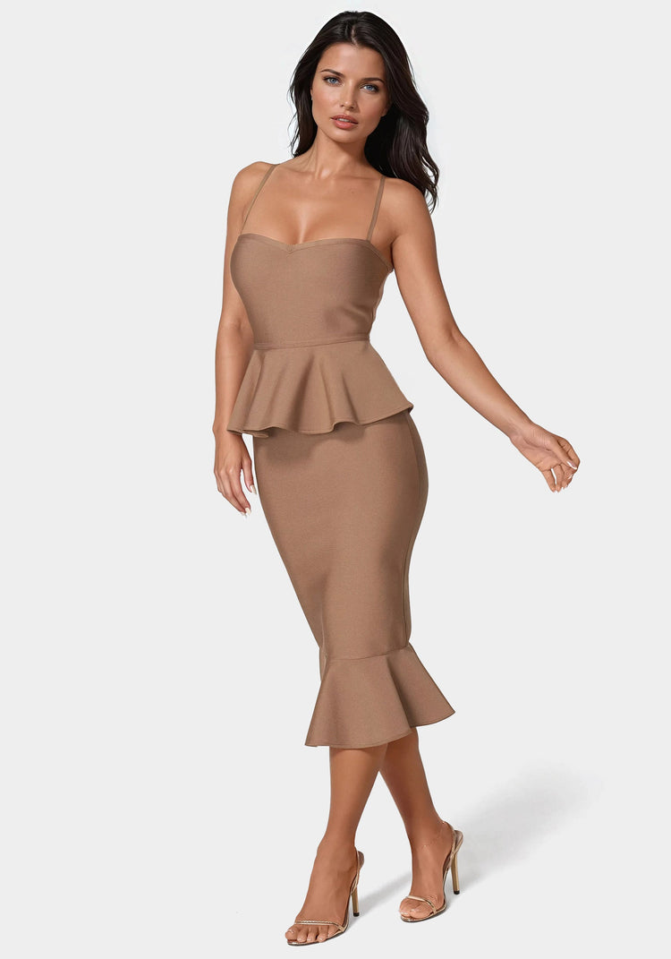 Bebe Peplum Bandage Midi Dress