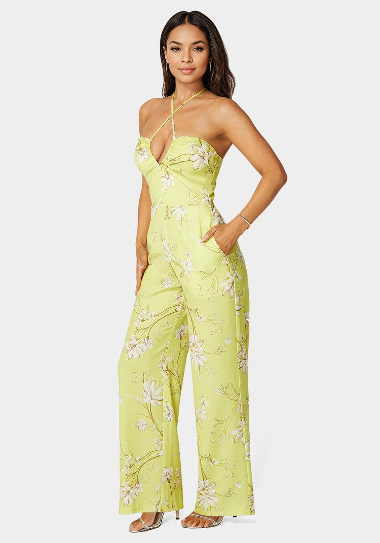 Bebe Plunging Cut Out Vneck Jumpsuit