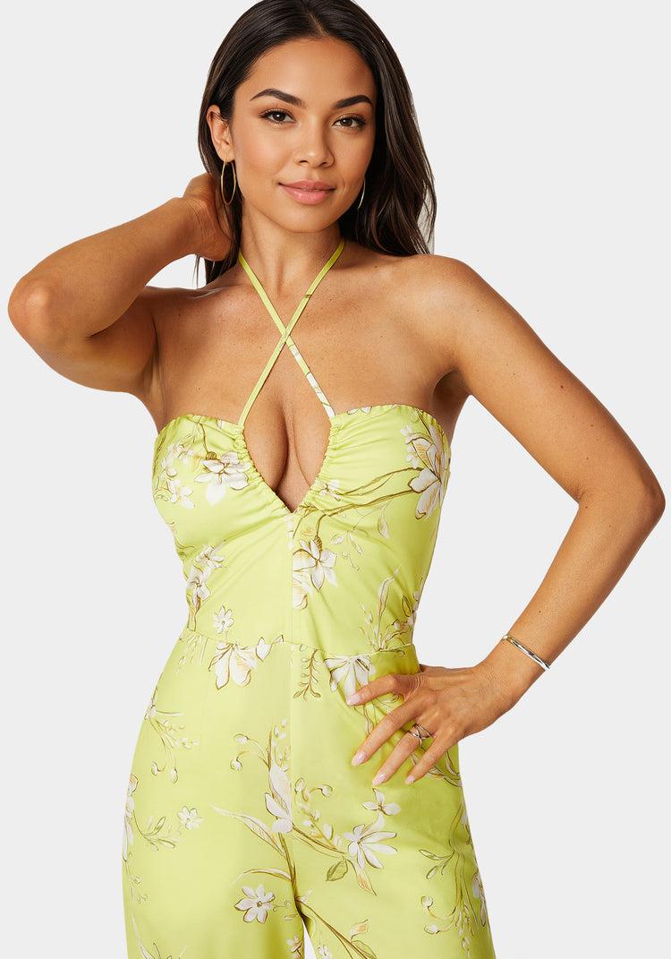 Bebe Plunging Cut Out Vneck Jumpsuit