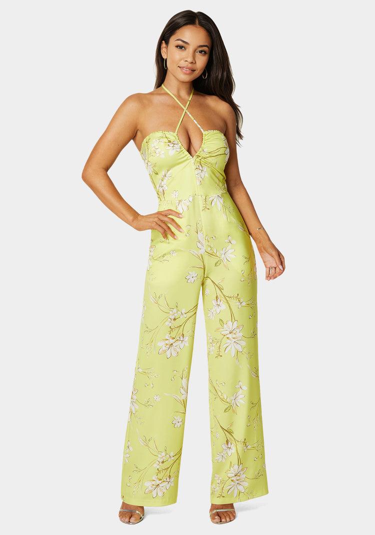bebe Plunging Cut Out Vneck Jumpsuit
