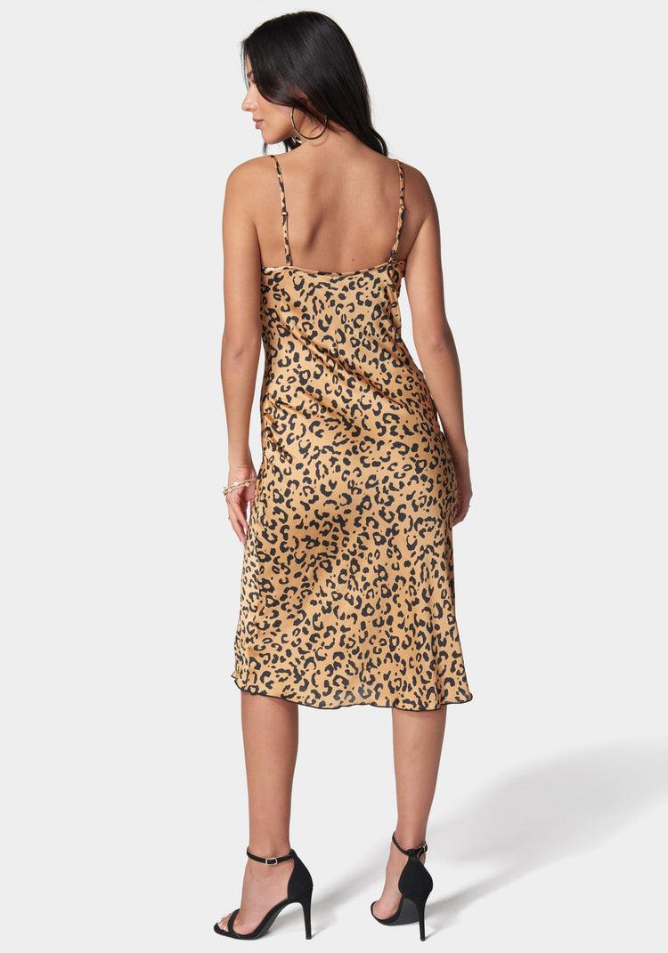 Bebe Printed Satin Midi Dress
