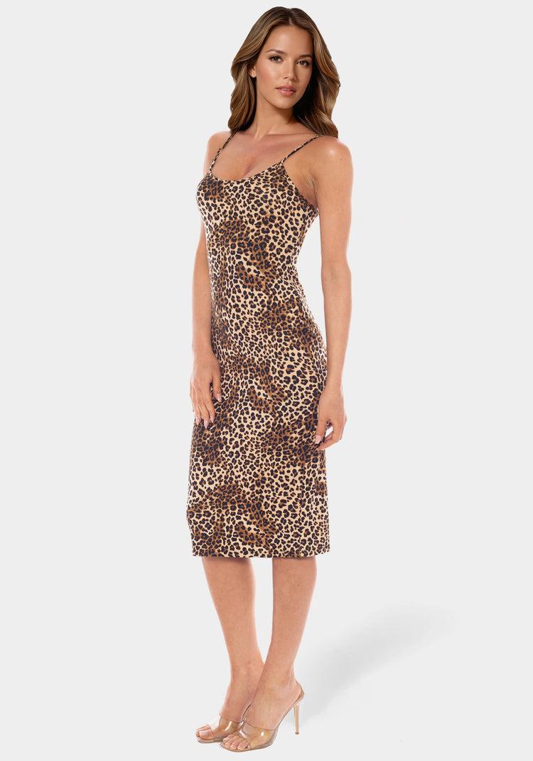 Bebe Printed Slip Knit Midi Dress