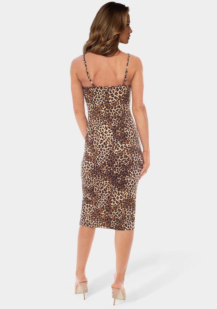 Bebe Printed Slip Knit Midi Dress