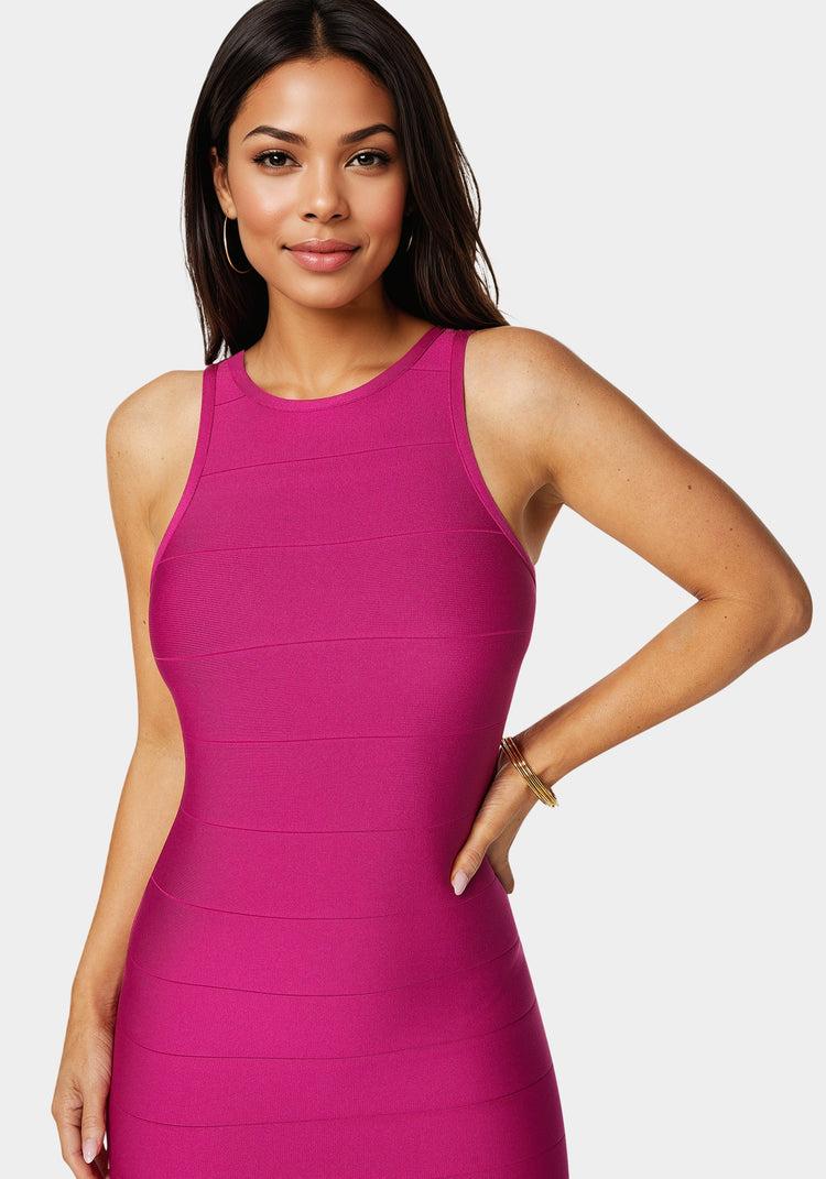 Bebe Racer Neck Bandage Short Dress