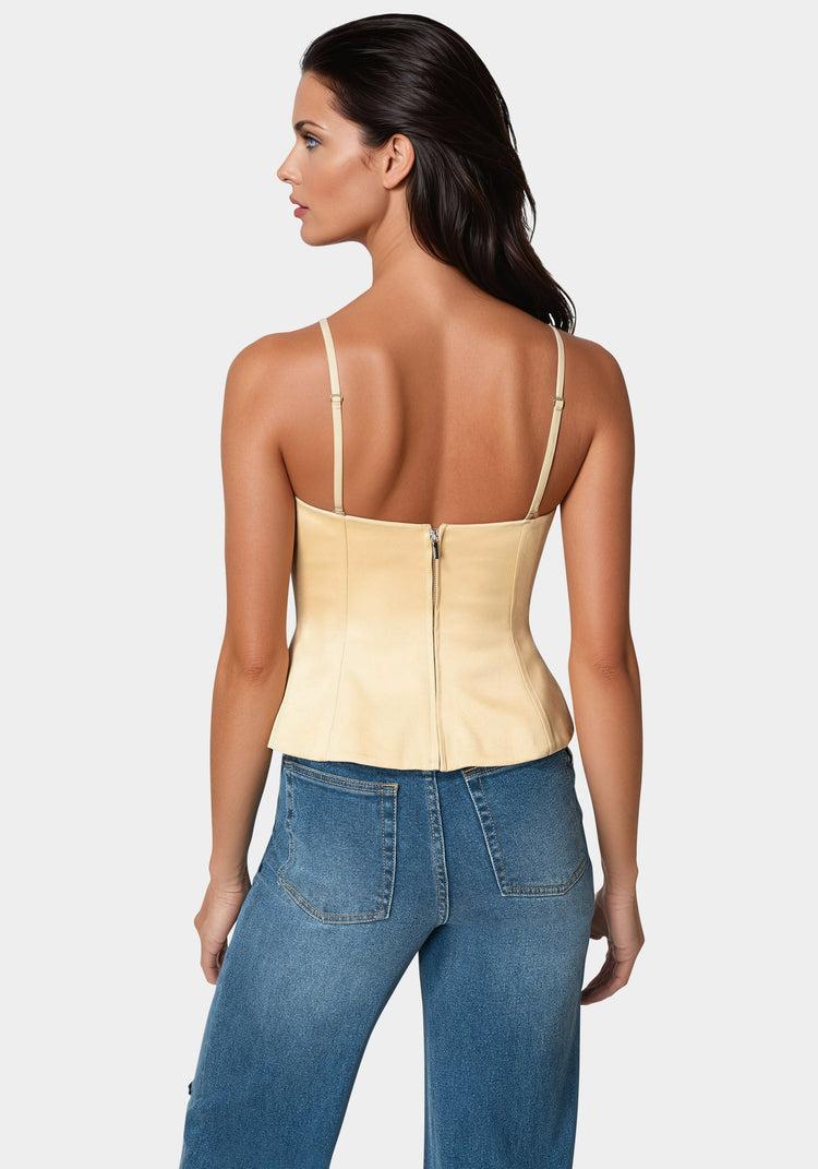 Bebe Rhinestone Bow Satin Corset