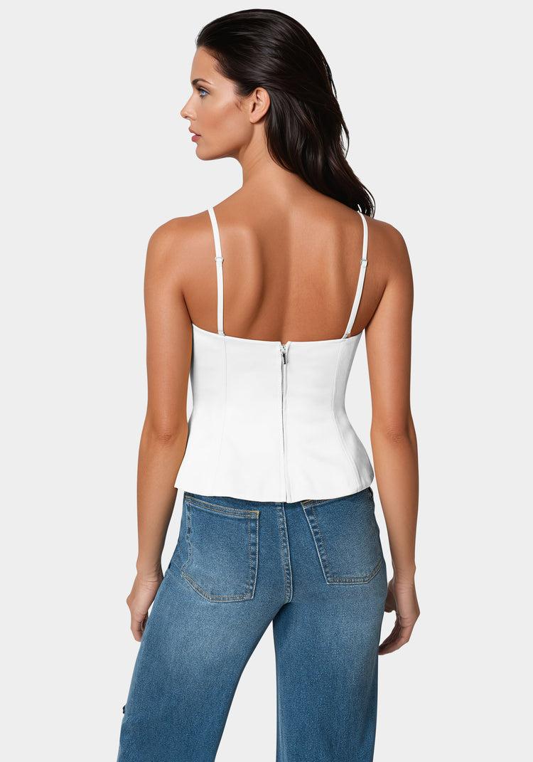 Bebe Rhinestone Bow Satin Corset