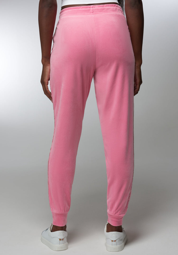 Bebe Rhinestone Detail Velour Jogger