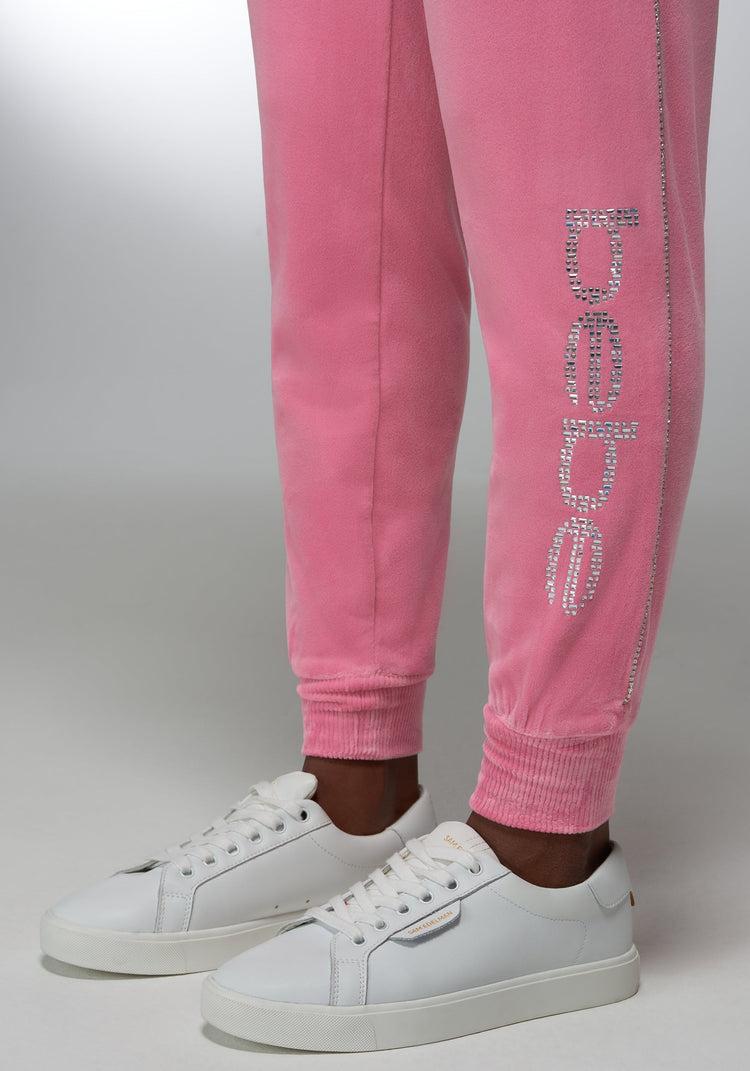 Bebe Rhinestone Detail Velour Jogger