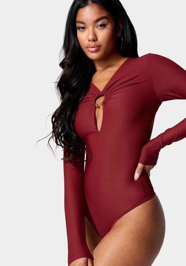 Bebe Ring Detail Long Sleeve Bodysuit