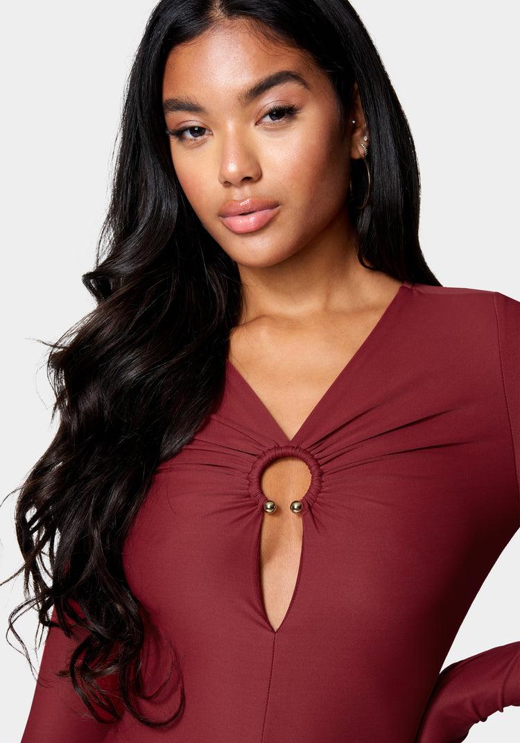 Bebe Ring Detail Long Sleeve Bodysuit