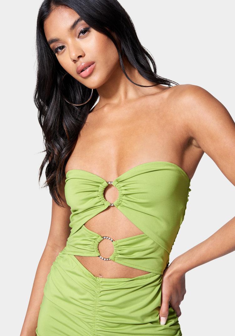 Bebe Ring Detail Strapless Mini Dress