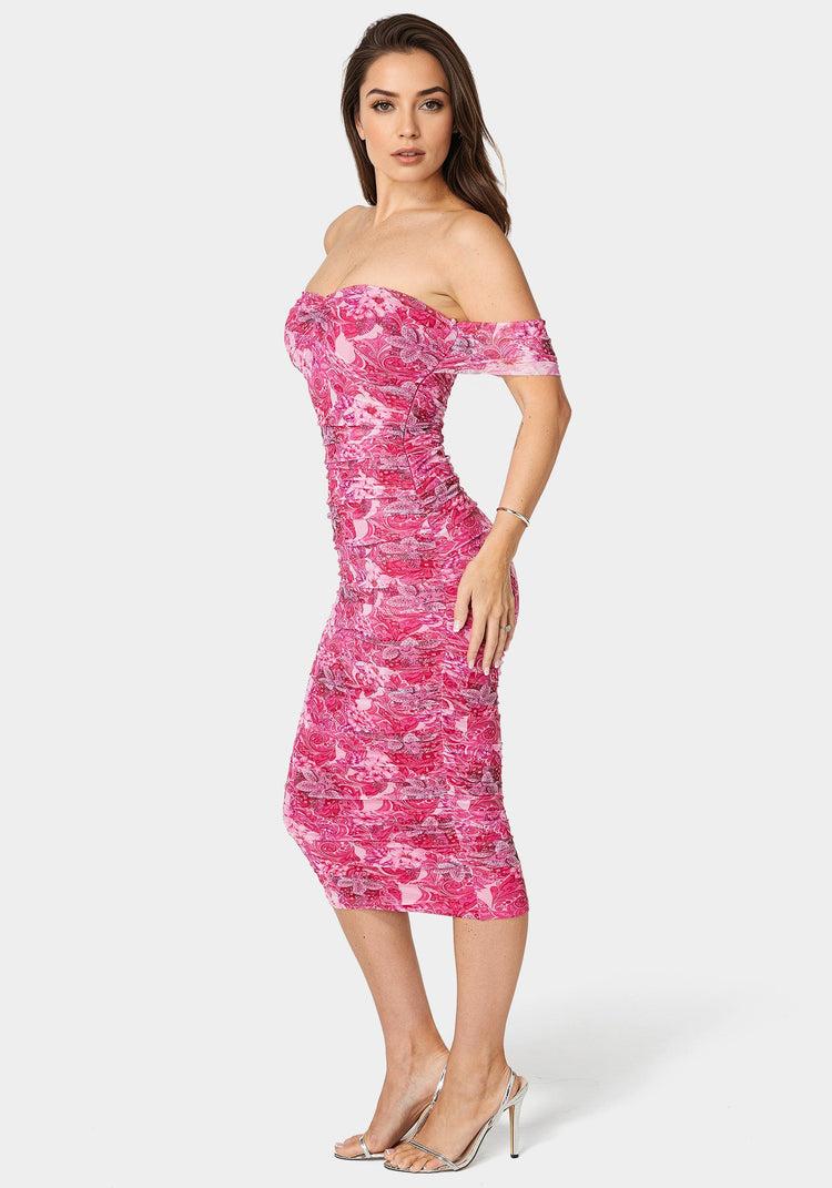 Bebe Ruched Midi Dress