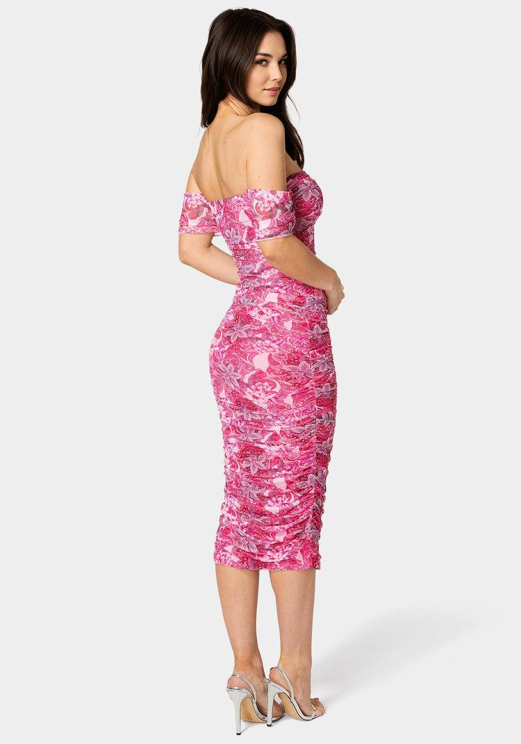 Bebe Ruched Midi Dress