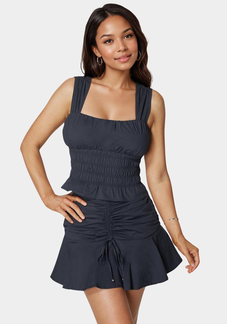 Bebe Ruched Ruffle Top