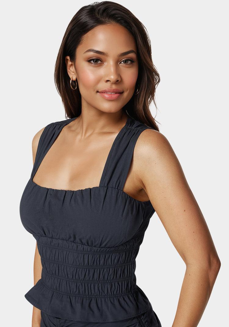 Bebe Ruched Ruffle Top