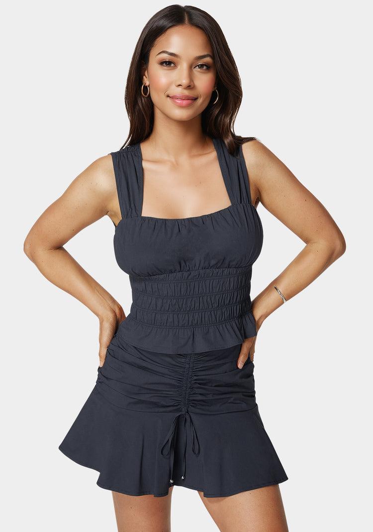 bebe Ruched Ruffle Top