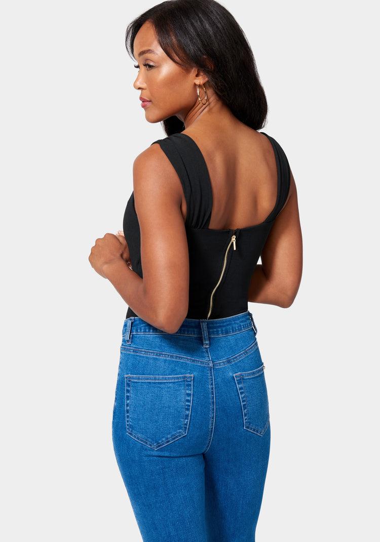 Bebe Ruched Sleeve Cutout Detail Top