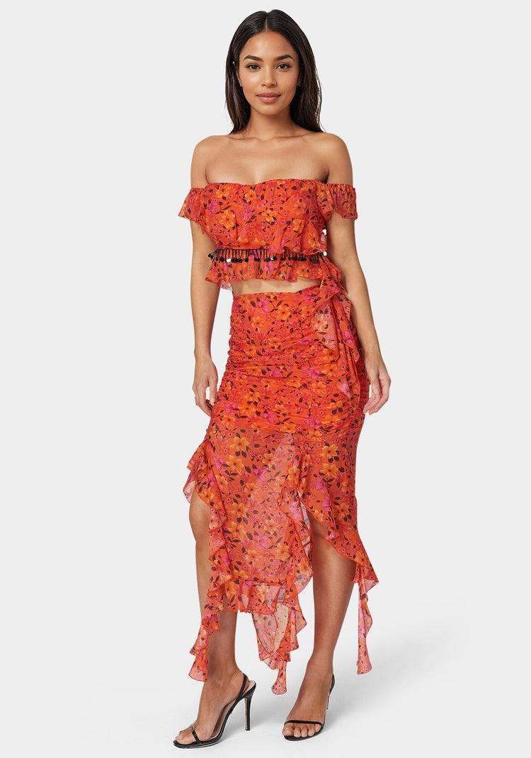 Bebe Ruffle Fringe Skirt