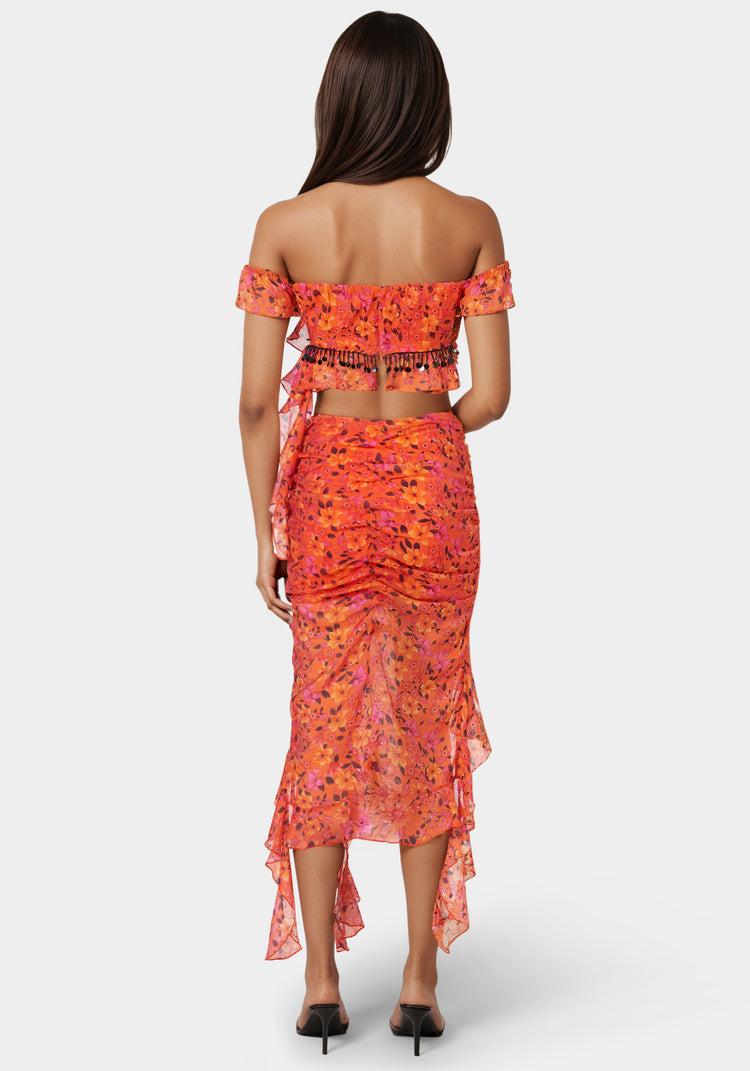 Bebe Ruffle Fringe Skirt