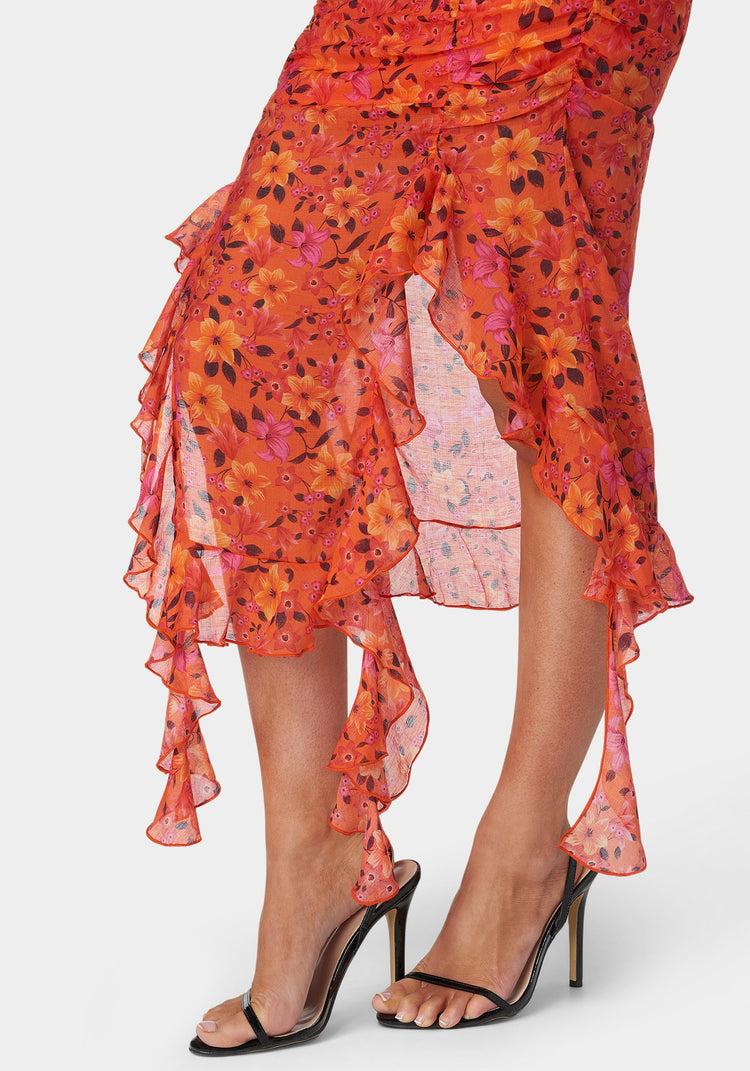 Bebe Ruffle Fringe Skirt