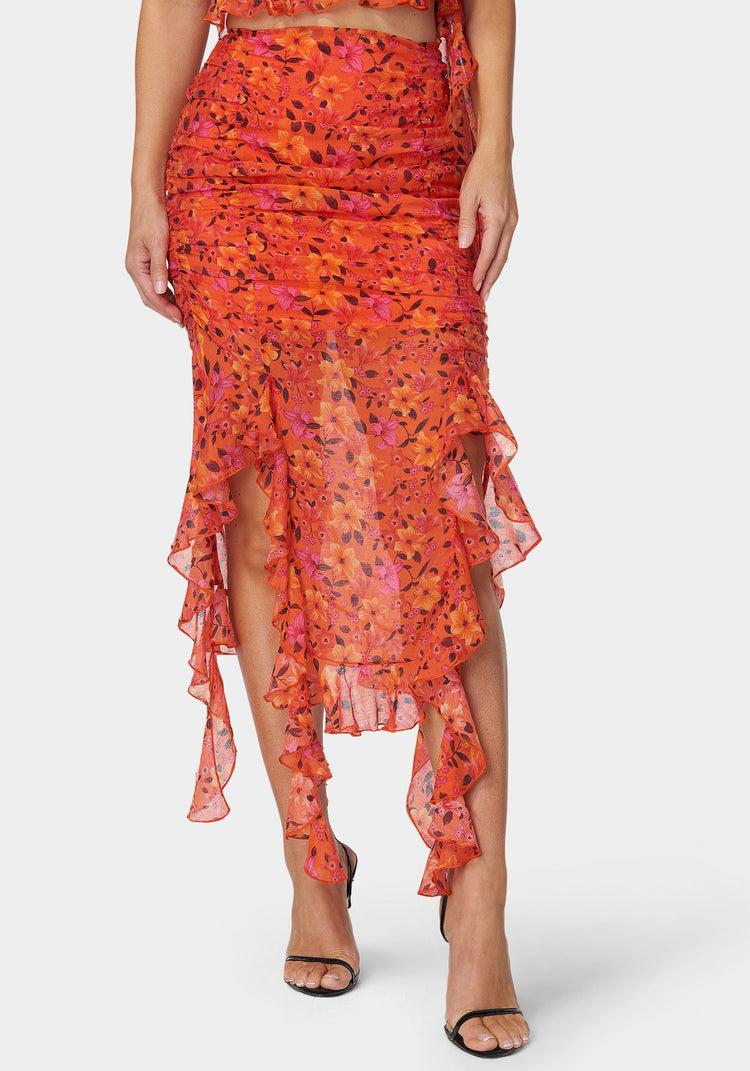 bebe Ruffle Fringe Skirt