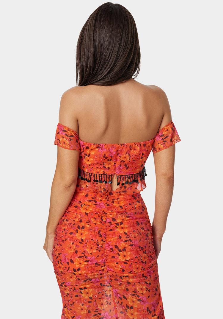 Bebe Ruffle Fringe Top