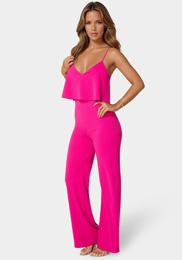 Bebe Ruffle Wide Leg Jumpsuit