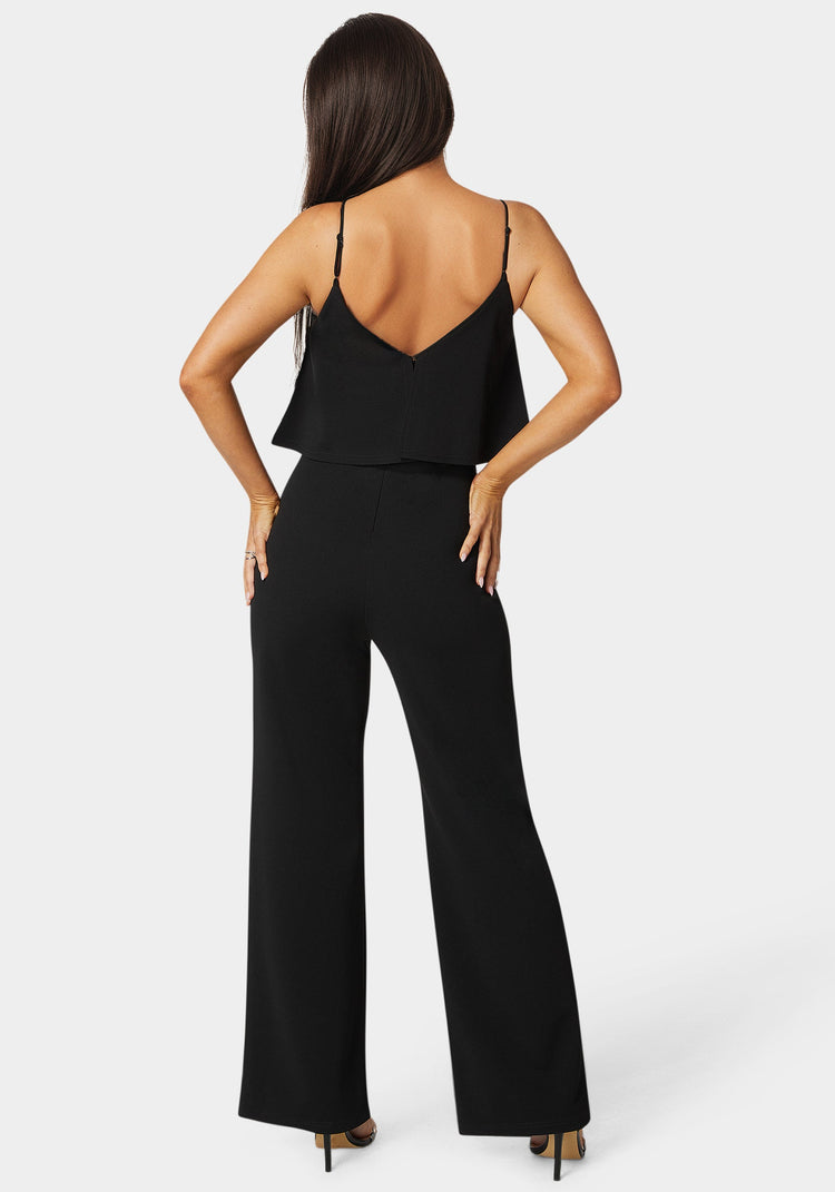 Bebe Ruffle Wide Leg Jumpsuit