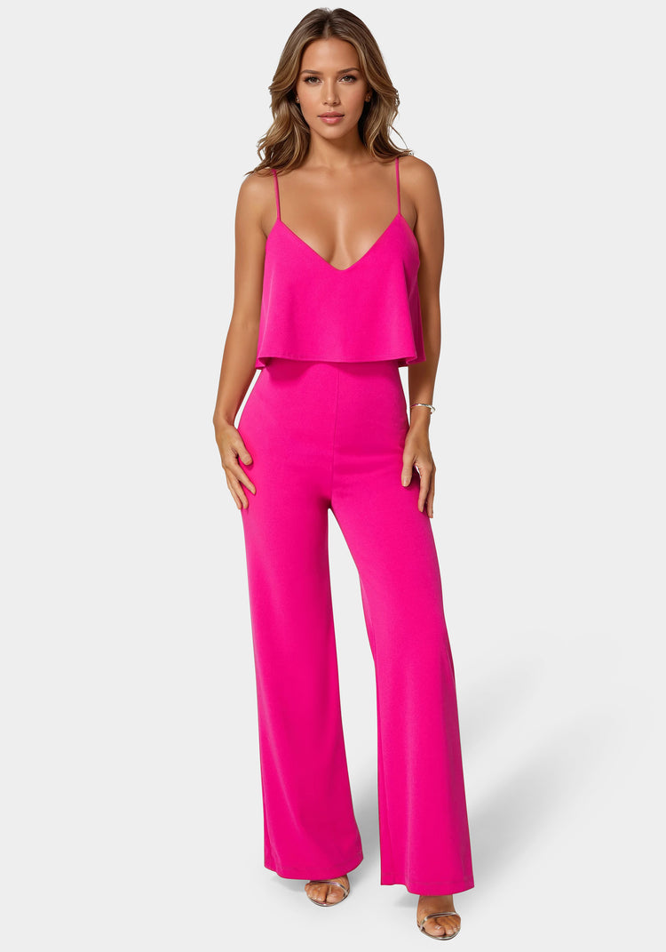 bebe Ruffle Wide Leg Jumpsuit