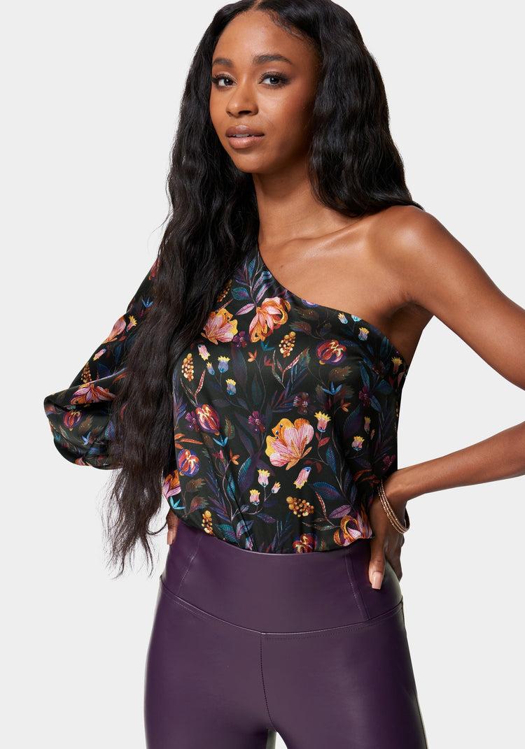 bebe Satin Balloon Sleeve Bodysuit