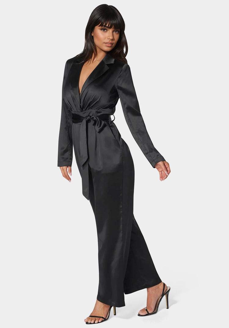 Bebe Satin Blazer Jumpsuit