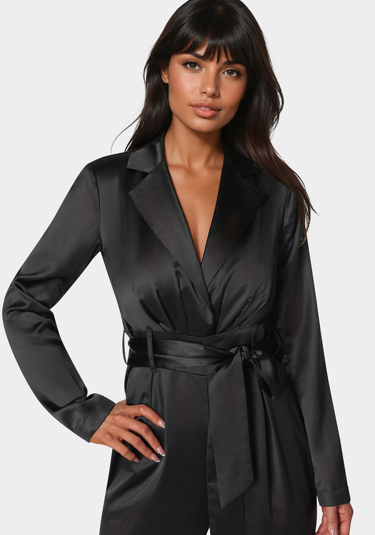 Bebe Satin Blazer Jumpsuit