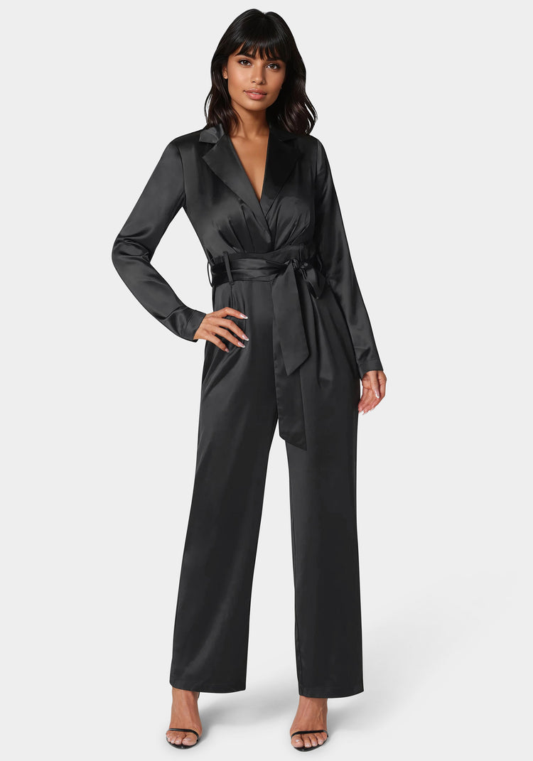 bebe Satin Blazer Jumpsuit