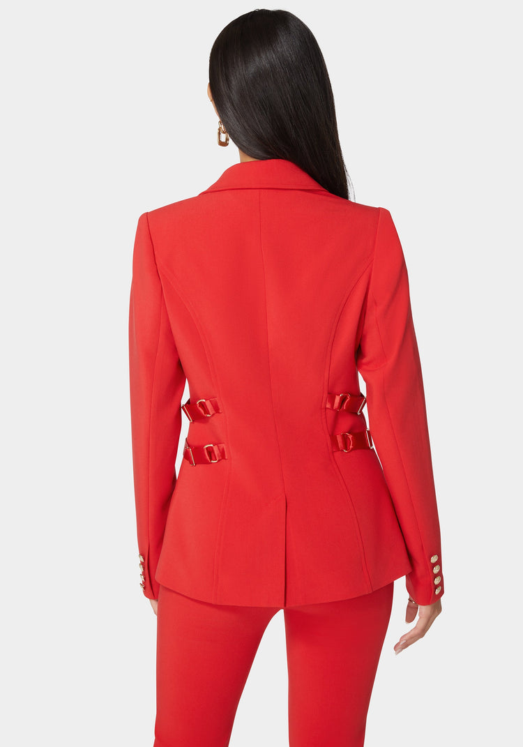 Bebe Satin Detail Tailored Woven Twill Blazer