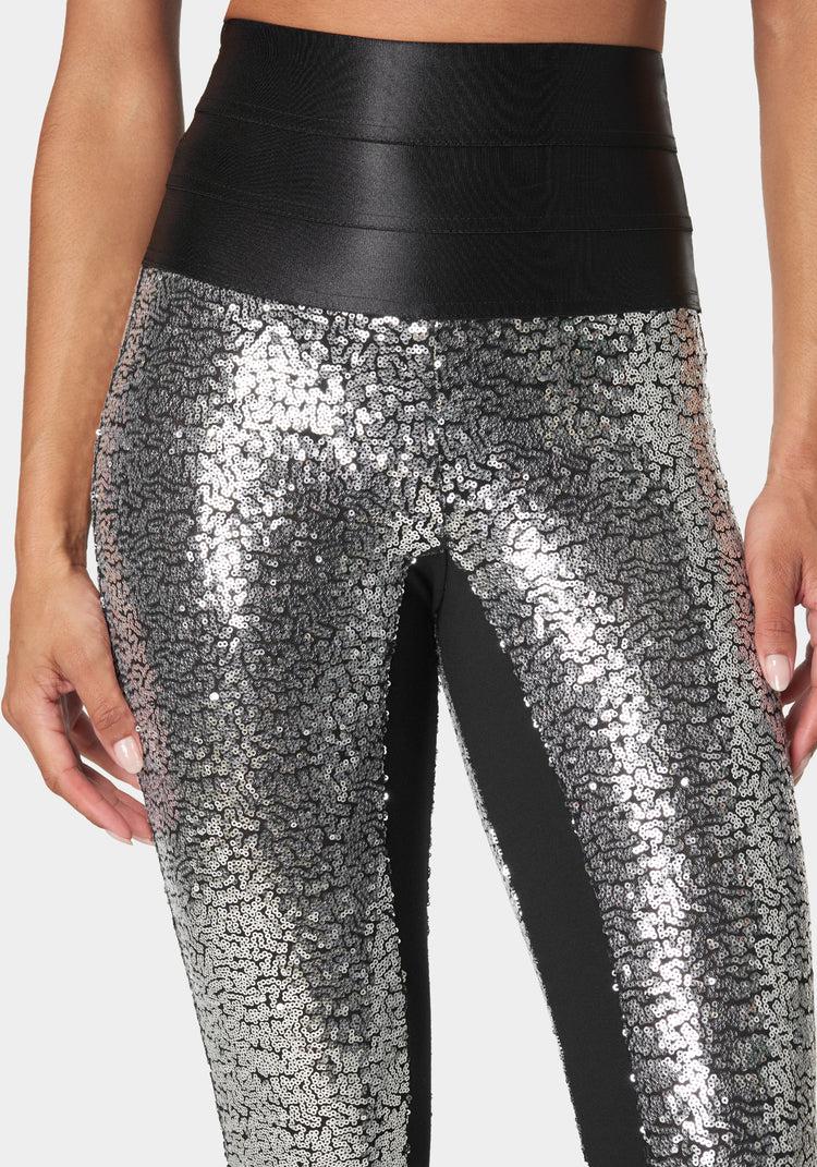 Bebe Satin Elastic Waistband Sequin Legging