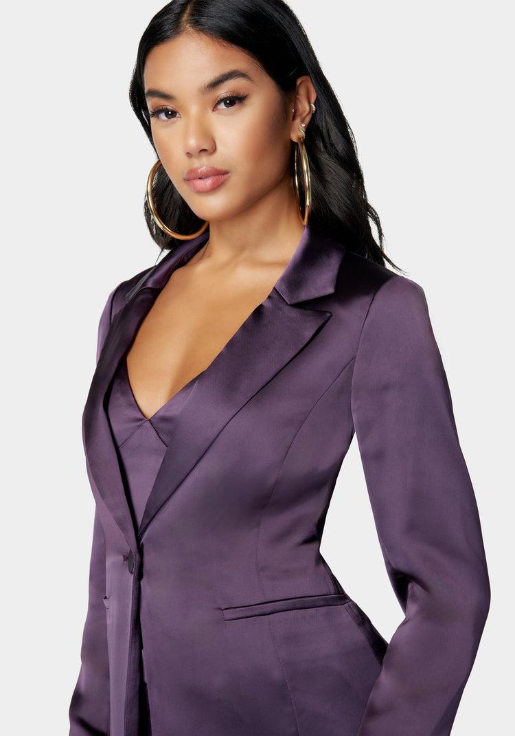 Bebe Satin One Button Tailored Jacket