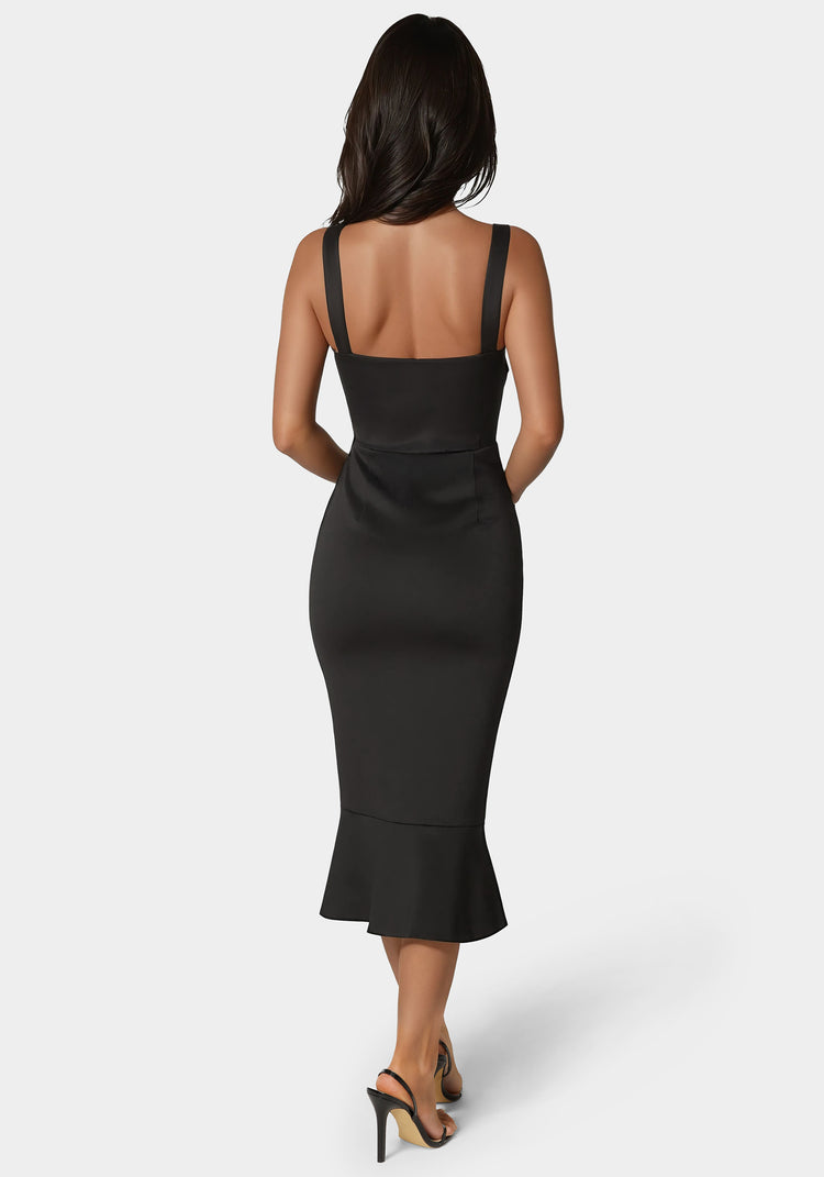Bebe Scuba Bustier Ruffle Wrap Dress