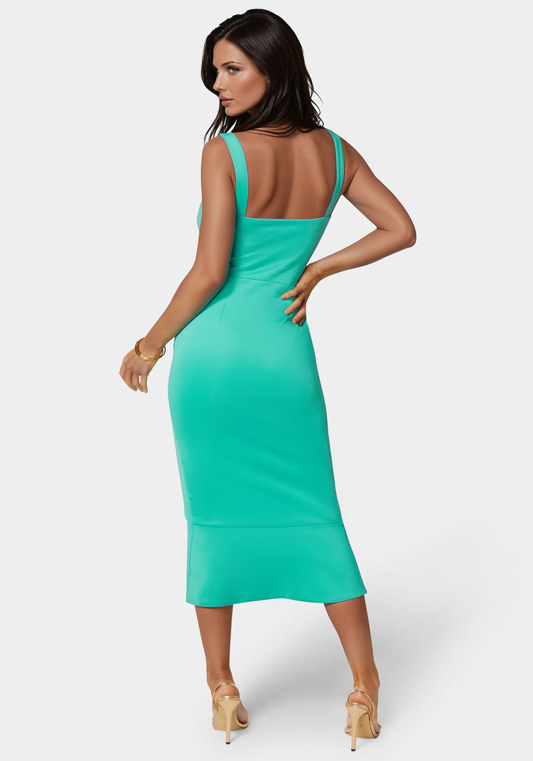 Bebe Scuba Bustier Ruffle Wrap Dress