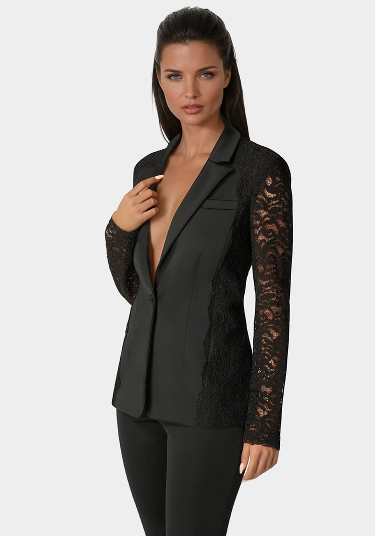 Bebe Scuba Tailored Lace Blazer