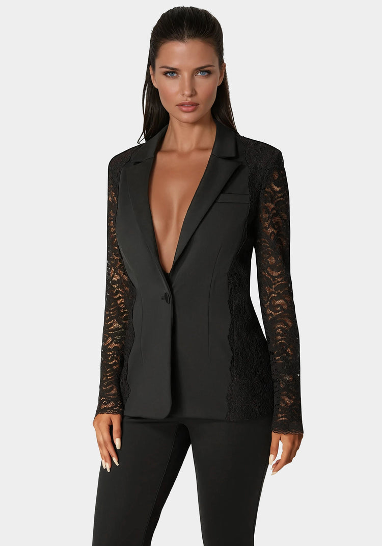 bebe Scuba Tailored Lace Blazer
