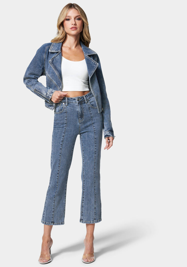 Bebe Seamed Straight Leg Jean
