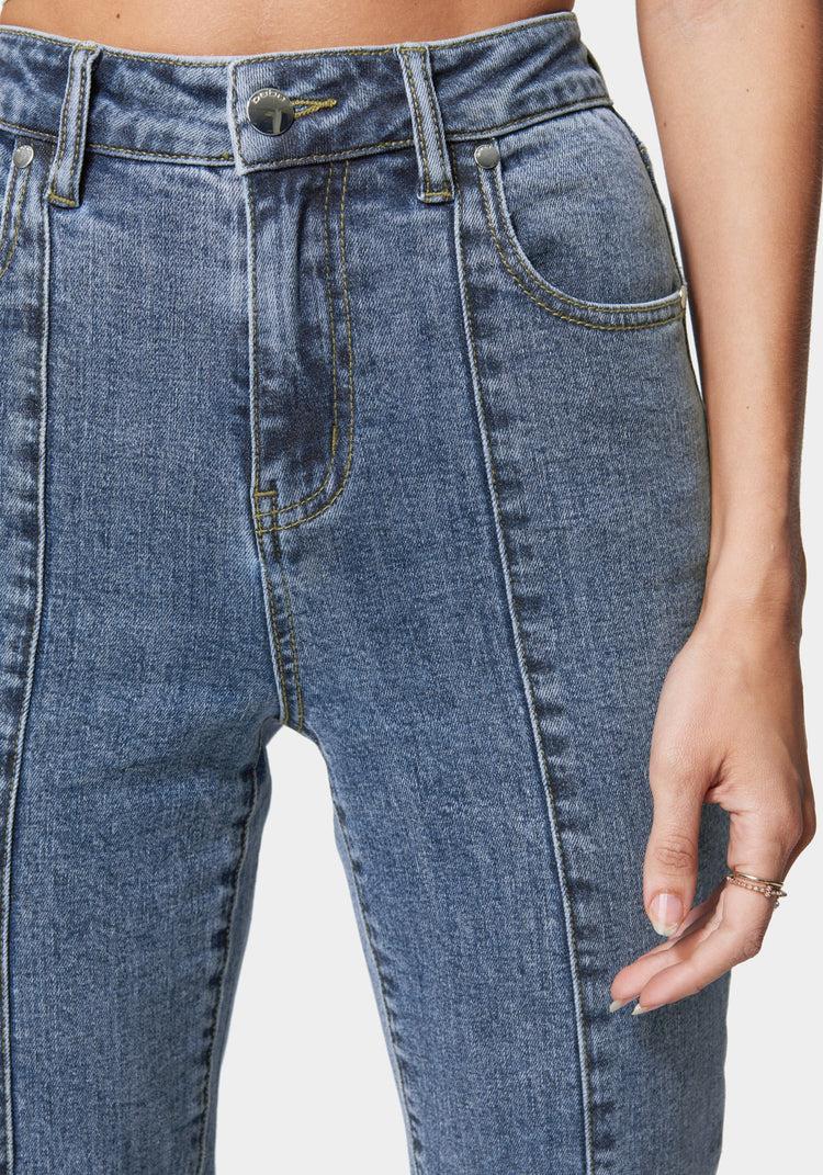 Bebe Seamed Straight Leg Jean