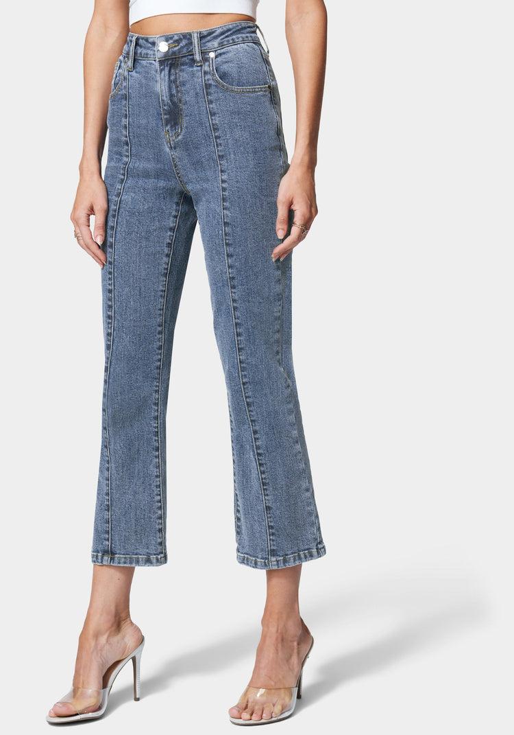 bebe Seamed Straight Leg Jean