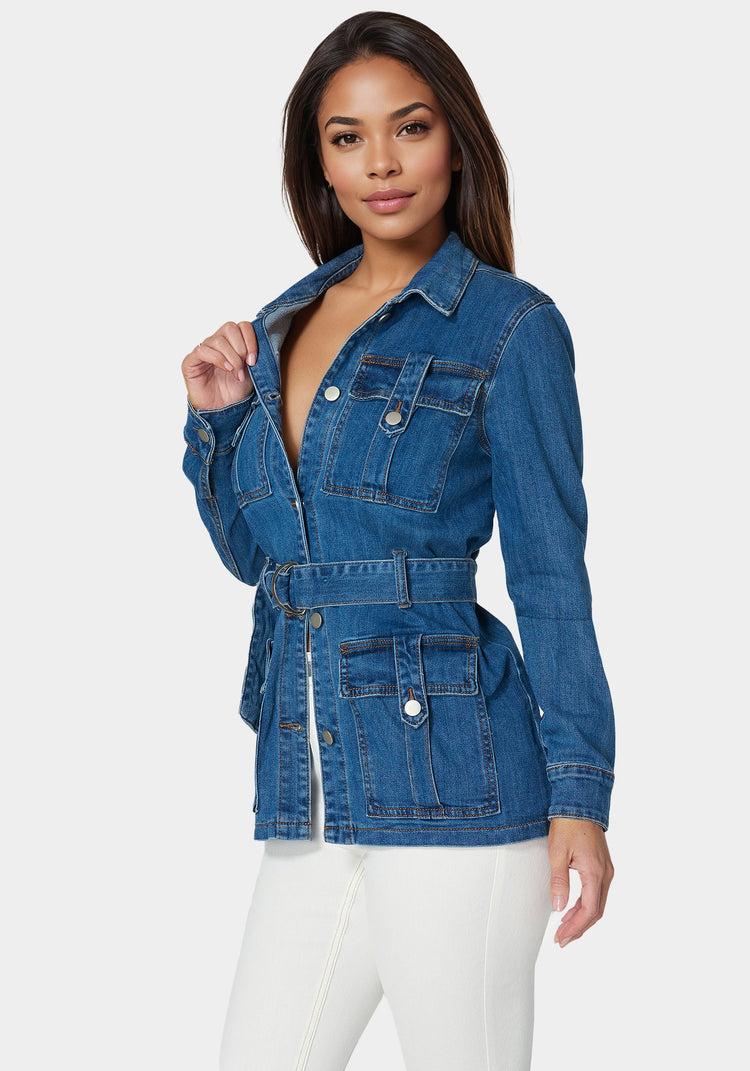 Bebe Semi Fitted Utility Denim Jacket