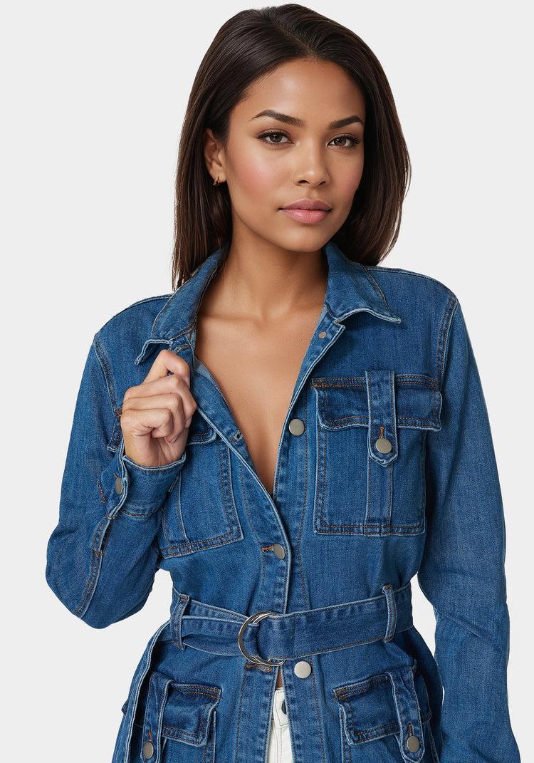 Bebe Semi Fitted Utility Denim Jacket