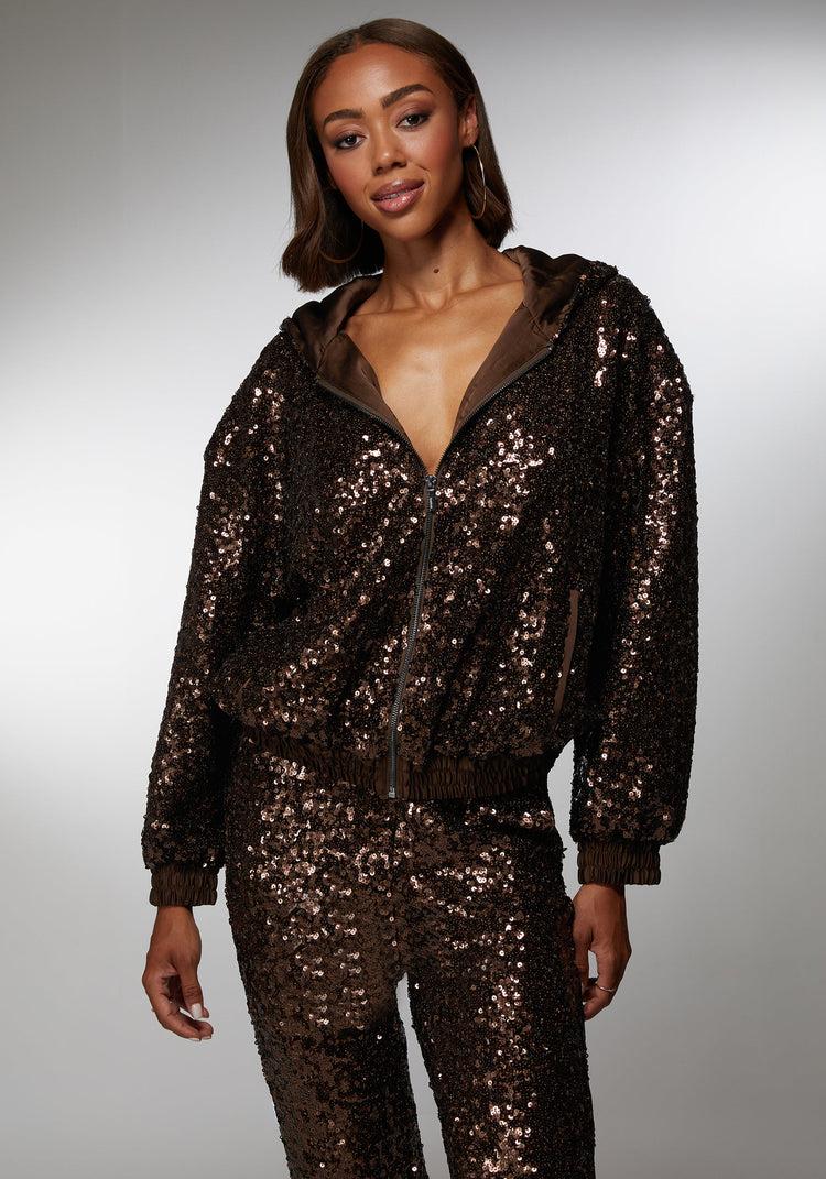 Bebe Sequin Hoodie Jacket