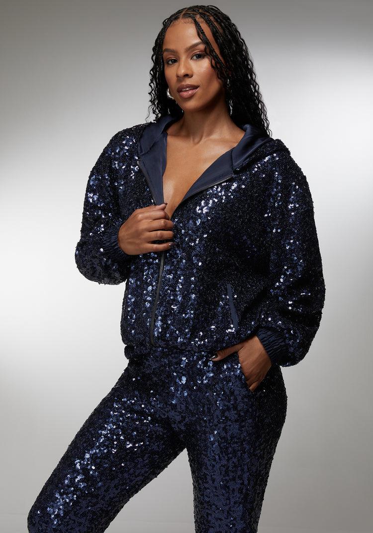 Bebe Sequin Hoodie Jacket
