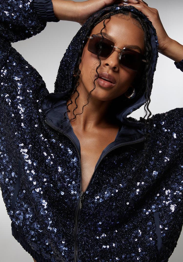 Bebe Sequin Hoodie Jacket