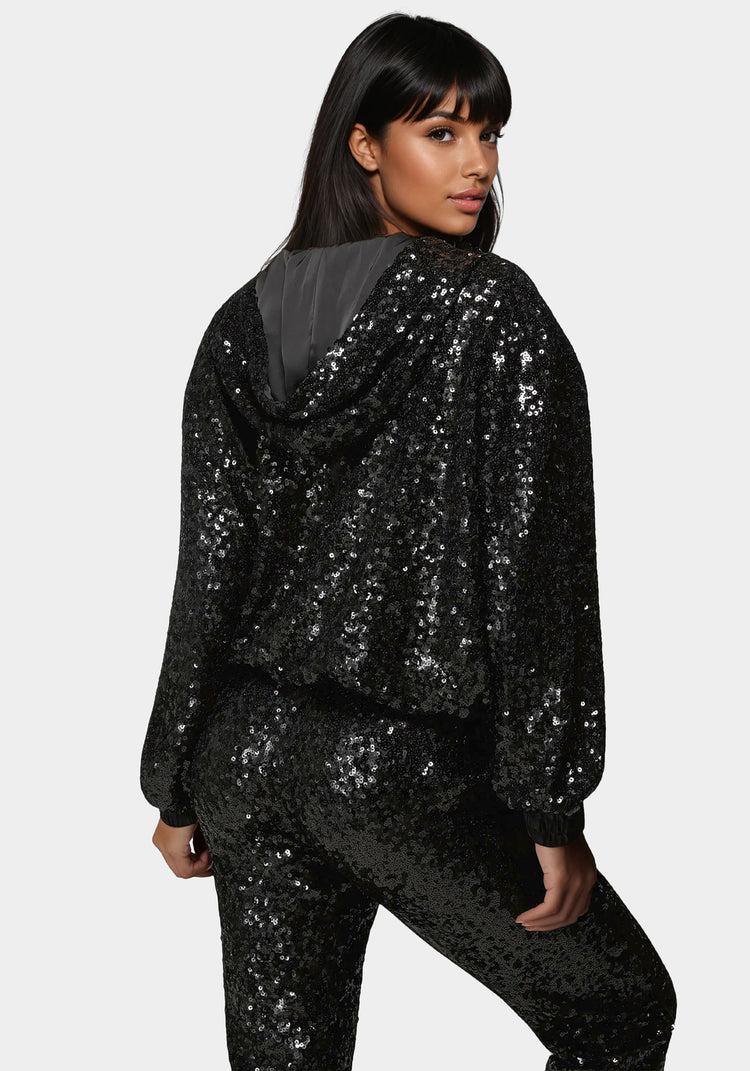 Bebe Sequin Hoodie Jacket